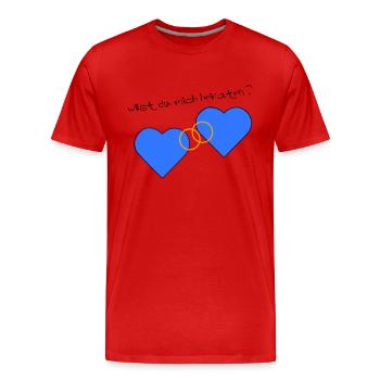 Heiratsantrag blau blau - Männer Premium Bio T-Shirt - Rot - Vorne - Damien (186cm)