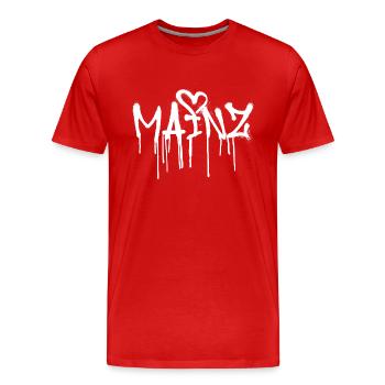 mainz,graffiti,schrift - Männer Premium Bio T-Shirt - Rot - Vorne - Damien (186cm)