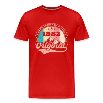 Geburtstagsgeschenk 1952 Frauen | Jahrgang 1952 - Männer Premium Bio T-Shirt - Rot - Vorne - Damien (186cm)