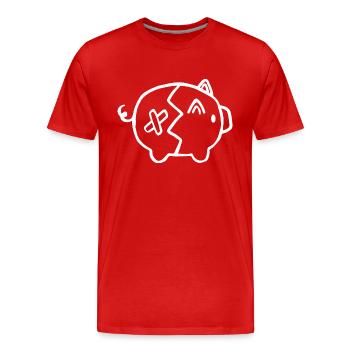 Tirelire argent cassé - T-shirt bio Premium Homme - rouge - Devant - Damien (186cm)