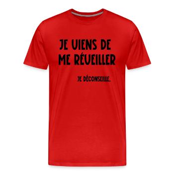 je viens de me réveiller - T-shirt bio Premium Homme - rouge - Devant - Damien (186cm)