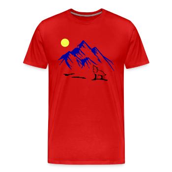 wolf vollmond - Männer Premium Bio T-Shirt - Rot - Vorne - Damien (186cm)