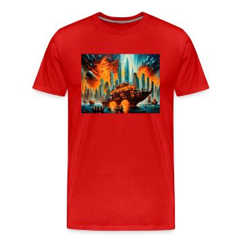 Zorn der Natur #4 - Männer Premium Bio T-Shirt - Rot - Vorne - Damien (186cm)