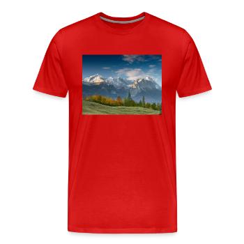 Autumn atmosphere below the Zugspitze - Men's Premium Organic T-Shirt - red - Front - Damien (186cm)