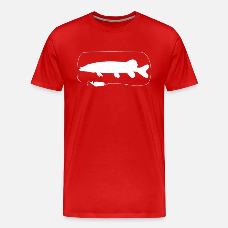 Hecht mit Löffelblinker - Männer Premium Bio T-Shirt - Rot