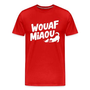 Wouaf miaou - T-shirt bio Premium Homme - rouge - Devant - Damien (186cm)