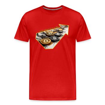 crypto geld ,adjusted for coin - Männer Premium Bio T-Shirt - Rot - Vorne - Damien (186cm)