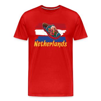 Niedeländer Herkunft Holzschuhe Amsterdam - Männer Premium Bio T-Shirt - Rot - Vorne - Damien (186cm)