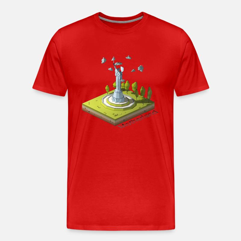 Geometrisches Low-Poly Das Mutterland ruft - Männer Premium Bio T-Shirt - Rot