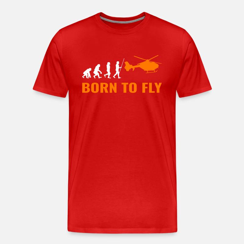 Hubschrauber Evolution Helikopter Pilot - Männer Premium Bio T-Shirt - Rot
