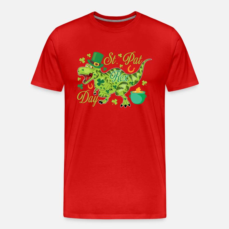 St. Patrick's Day T-Rex - Männer Premium Bio T-Shirt - Rot