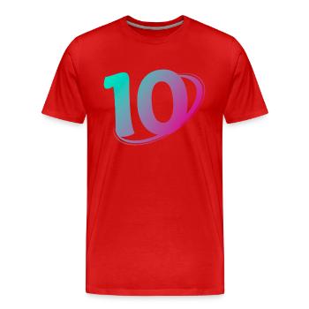 Nummer 10 mehrfarbig - Männer Premium Bio T-Shirt - Rot - Vorne - Damien (186cm)