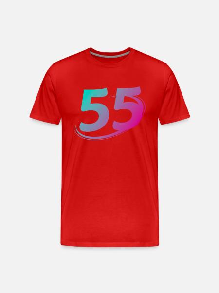 Nummer 55 mehrfarbig - Männer Premium Bio T-Shirt - Rot