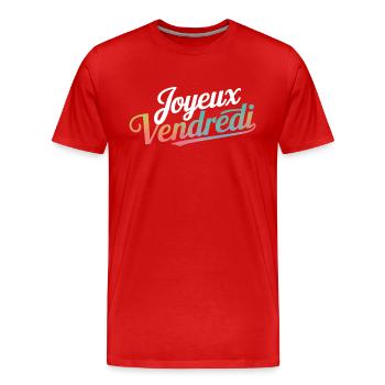 Joyeux Vendredi - T-shirt bio Premium Homme - rouge - Devant - Damien (186cm)