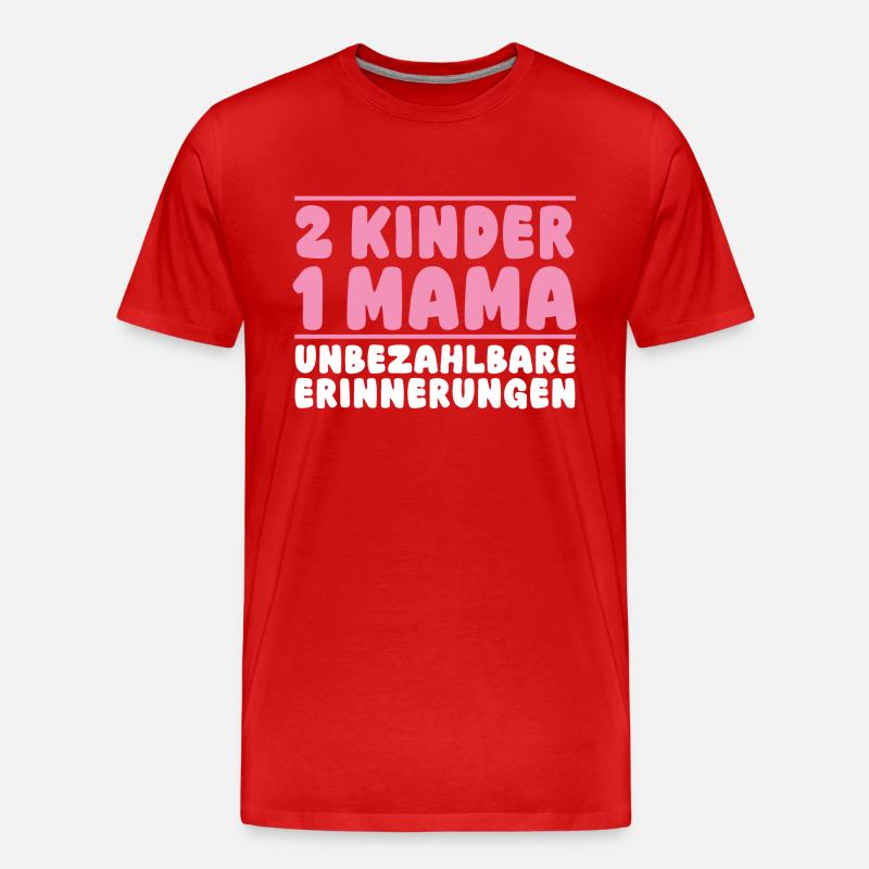 Mama Von 2 Kindern - Männer Premium Bio T-Shirt - Rot