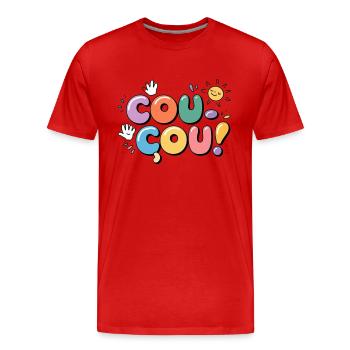 Coucou - Message en Douceur - T-shirt bio Premium Homme - rouge - Devant - Damien (186cm)