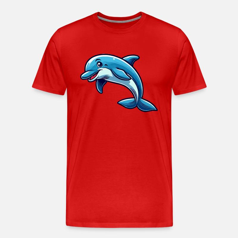Delfin Delphin Comic - Männer Premium Bio T-Shirt - Rot