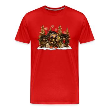 Noël Afro Gnome - T-shirt bio Premium Homme - rouge - Devant - Damien (186cm)