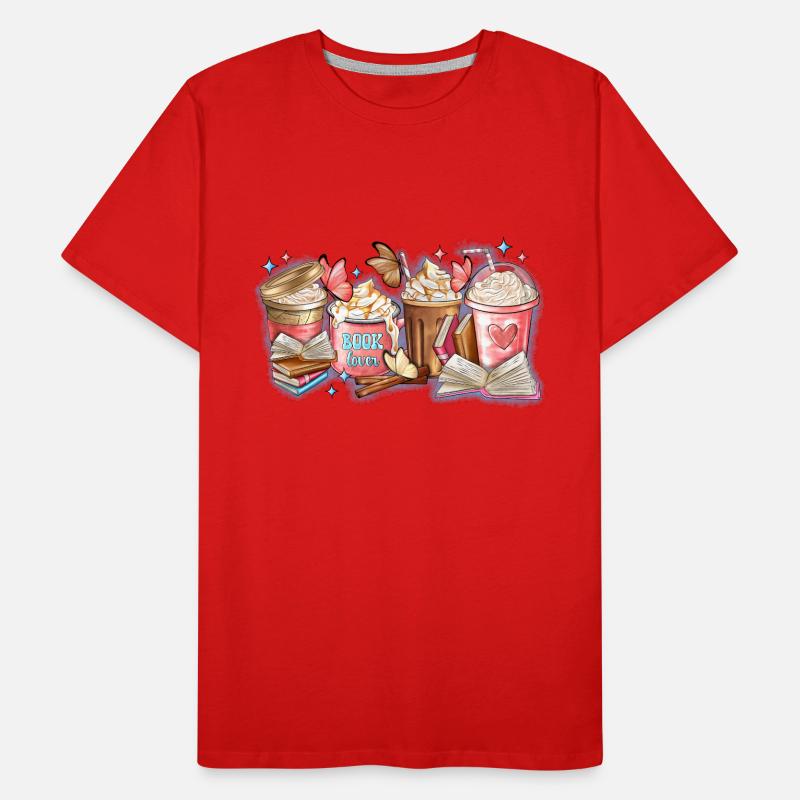 Book Lover Coffee Cups Men's Premium Organic T-Shirt