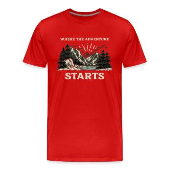 Where the adventure starts - Hiking - Männer Premium Bio T-Shirt - Rot - Vorne - Damien (186cm)
