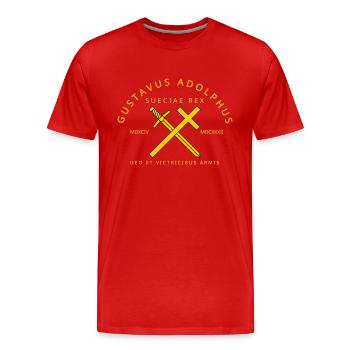 Gustav Adolf - Männer Premium Bio T-Shirt - Rot - Vorne - Damien (186cm)