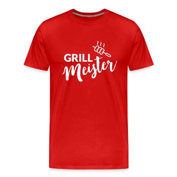 Grillmeister mit Grillzange - Männer Premium Bio T-Shirt - Rot - Vorne - Damien (186cm)