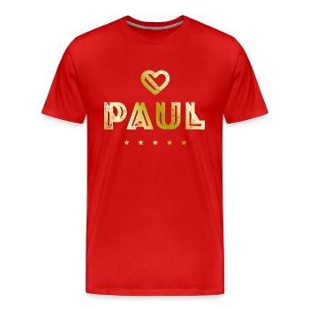 Paul Herz - T-shirt bio Premium Homme - rouge - Devant - Damien (186cm)