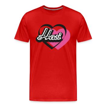 Kosename Hasi Herz - Männer Premium Bio T-Shirt - Rot - Vorne - Damien (186cm)