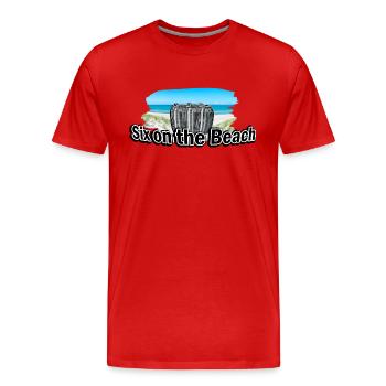 Six on the Beach Wortspiel Sex Party Bier Sixpack - Männer Premium Bio T-Shirt - Rot - Vorne - Damien (186cm)