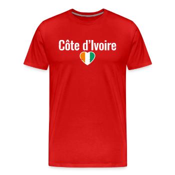 Côte d’Ivoire Drapeau ivoirien Ivoiriens - T-shirt bio Premium Homme - rouge - Devant - Damien (186cm)