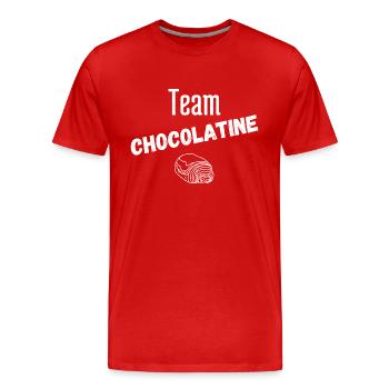 Team chocolatine - T-shirt bio Premium Homme - rouge - Devant - Damien (186cm)