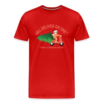Faultier wird Weihnachtsbaum pünktlich liefern - Männer Premium Bio T-Shirt - Rot - Vorne - Damien (186cm)