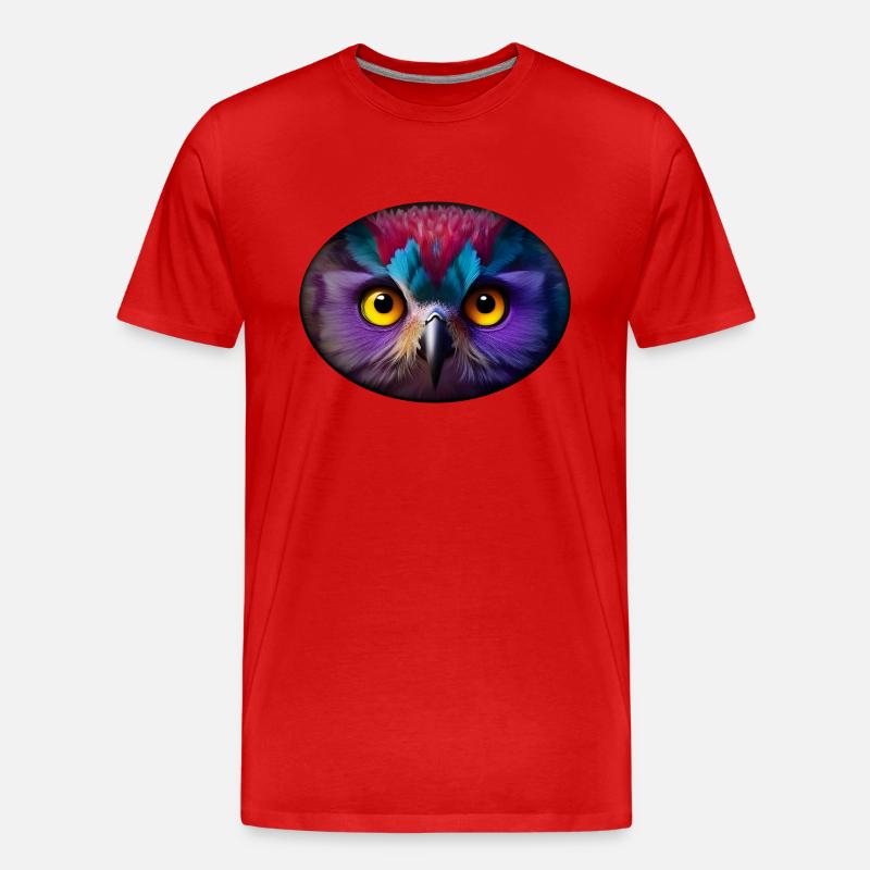 Regenbogen Eule - Männer Premium Bio T-Shirt - Rot