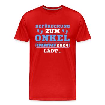Beförderung zum Onkel 2024 Schwangerschaft - Männer Premium Bio T-Shirt - Rot - Vorne - Damien (186cm)