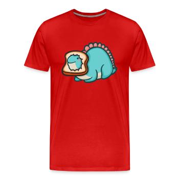 hugadino Brot Dino, süßer Dinosaurier - Männer Premium Bio T-Shirt - Rot - Vorne - Damien (186cm)
