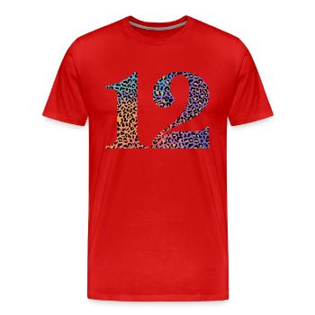 12e anniversaire léopard - T-shirt bio Premium Homme - rouge - Devant - Damien (186cm)