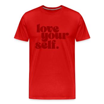 Love your self - T-shirt bio Premium Homme - rouge - Devant - Damien (186cm)