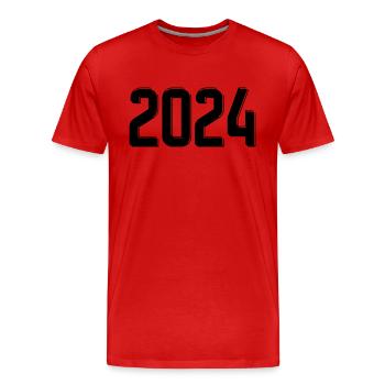 2024 Jahreszahl Datum Zahl Anno Kalenderjahr retro - Männer Premium Bio T-Shirt - Rot - Vorne - Damien (186cm)
