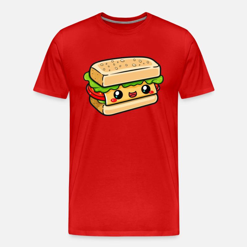 Sandwich mit Gesicht - Männer Premium Bio T-Shirt - Rot