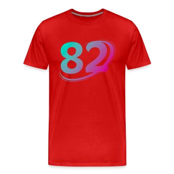 Nummer 82 mehrfarbig - Männer Premium Bio T-Shirt - Rot - Vorne - Damien (186cm)