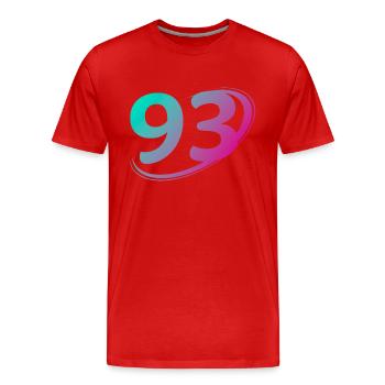 Numéro 93 multicolore - T-shirt bio Premium Homme - rouge - Devant - Damien (186cm)
