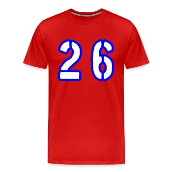26 Symbole numérique - T-shirt bio Premium Homme - rouge - Devant - Damien (186cm)