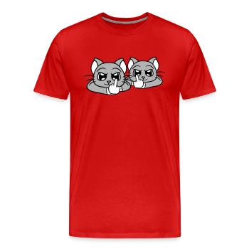 Böse Katzen Freunde Mittelfinger Beleidigung Team - Männer Premium Bio T-Shirt - Rot - Vorne - Damien (186cm)