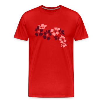 Flowers - Men's Premium Organic T-Shirt - red - Front - Damien (186cm)