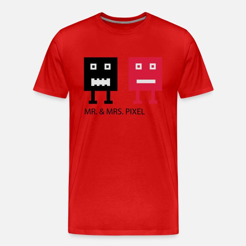 Mr & Mrs Pixel - Männer Premium Bio T-Shirt - Rot