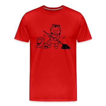 Putzfrau - Männer Premium Bio T-Shirt - Rot - Vorne - Damien (186cm)