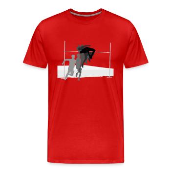 Hochsprung - Männer Premium Bio T-Shirt - Rot - Vorne - Damien (186cm)