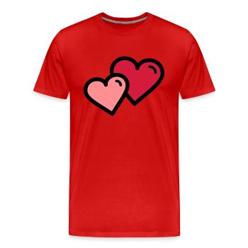 Valentine's Heart: Double Heart - Men's Premium Organic T-Shirt - red - Front - Damien (186cm)