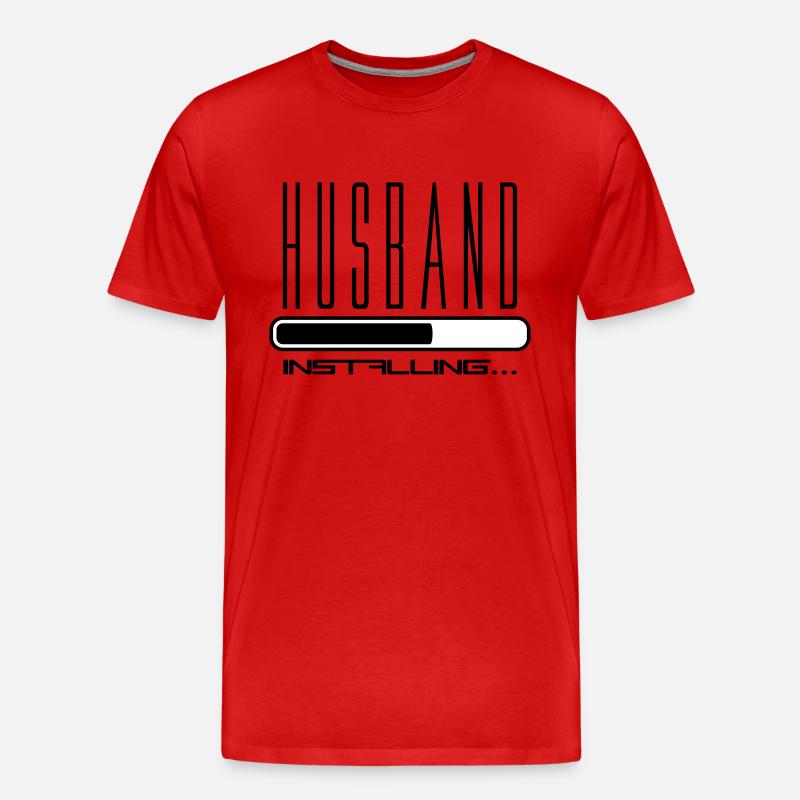 ehemann husband installing downloading ladebalken - Männer Premium Bio T-Shirt - Rot