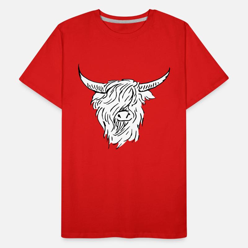 scottish highlander black white line drawing Men's Premium Organic T-Shirt